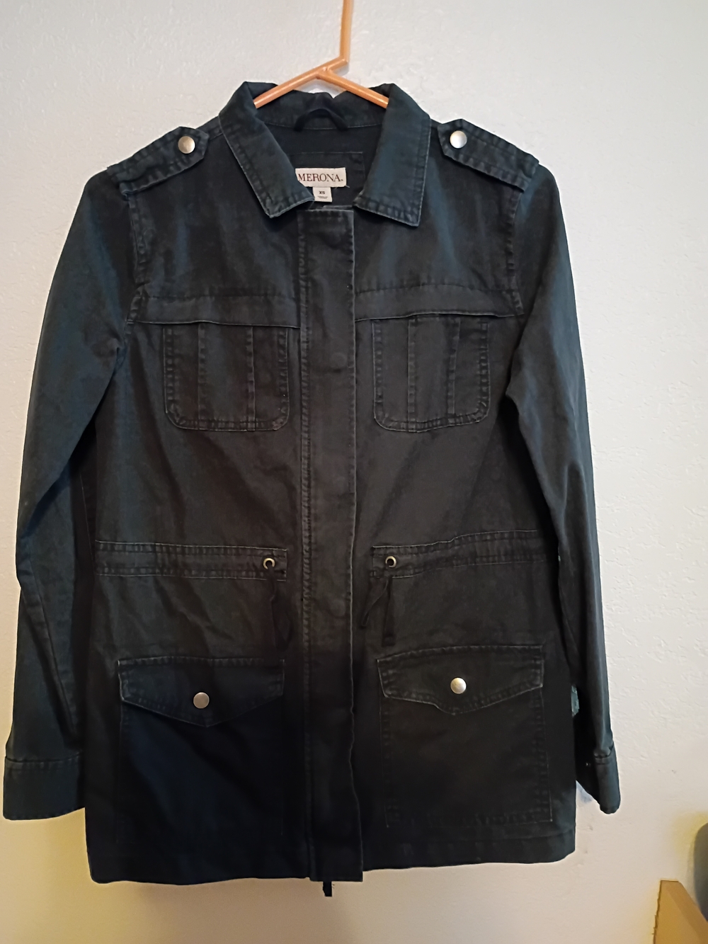 Women's Merona Black Utility Jacket w Front Pockets - Size XS